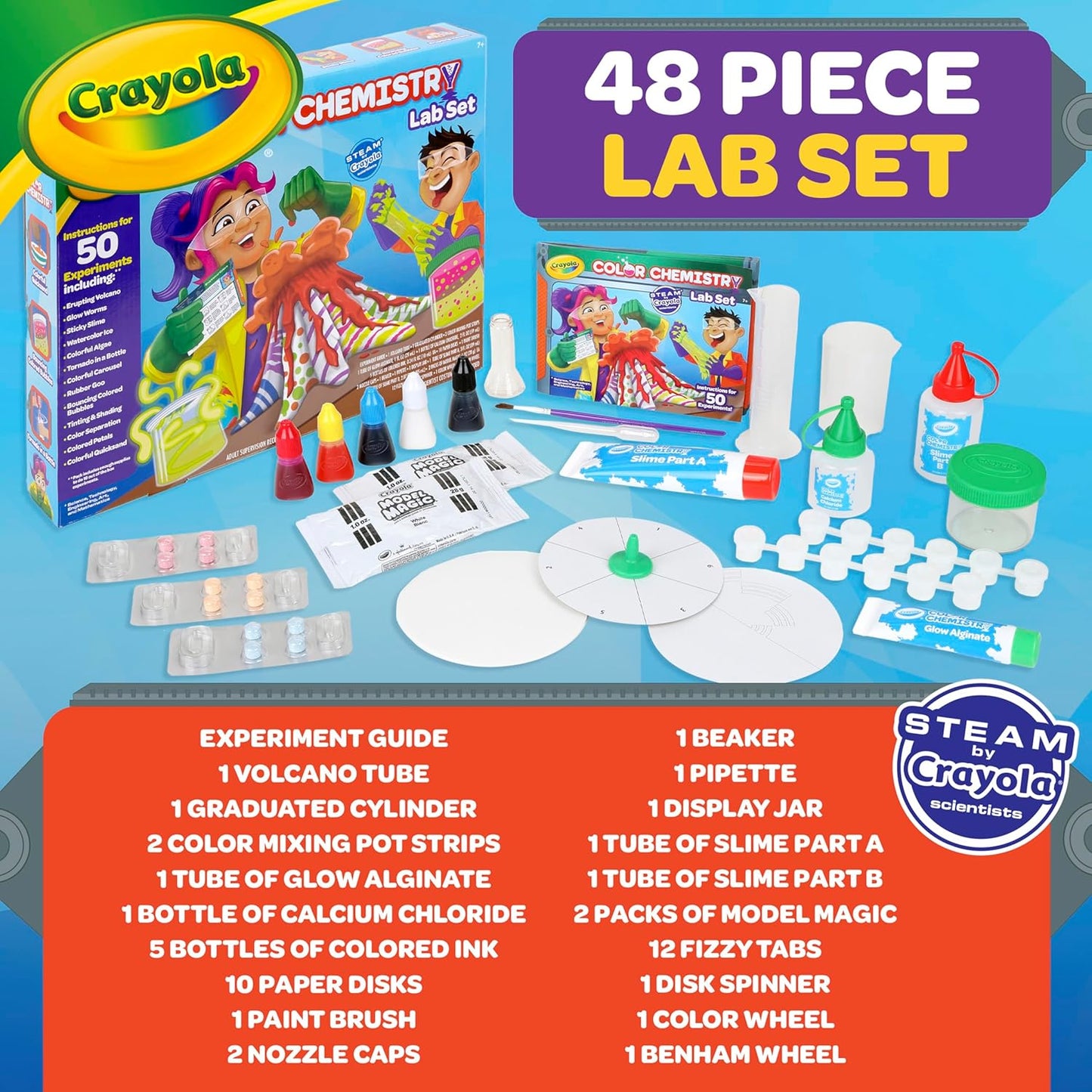 Crayola Color Chemistry Set (50 Experiments), Science Kit for Kids, STEM Toy for Kids, Gift for Boys & Girls, Ages 7, 8, 9