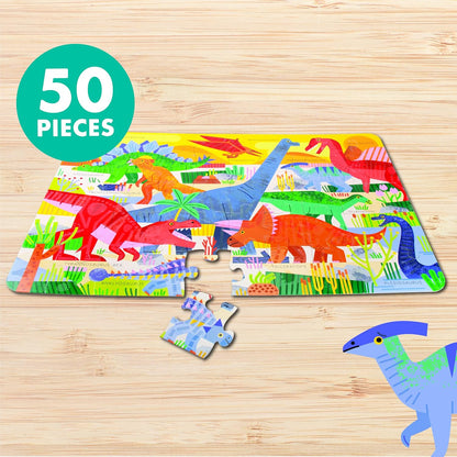Chuckle & Roar Dinosaur Glow Floor Puzzle 50 Piece Kids Puzzle - Giant 2 x 3 Foot Glow in The Dark Preschool Puzzle - Large Pieces for Ages 4+ - Educational Dinosaur Puzzle for Screen Free Time