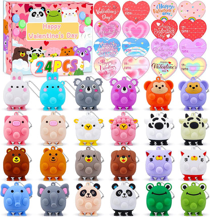 ChildFun 24 PCS Party Favors for Kids,3D Animal Pop Toys,Goodie Bags Stuffers for Kids,Pinata Stuffers Carnival Prizes,Fidget Toys Bulk,Prize for Classroom,Suction Toys for Toddlers
