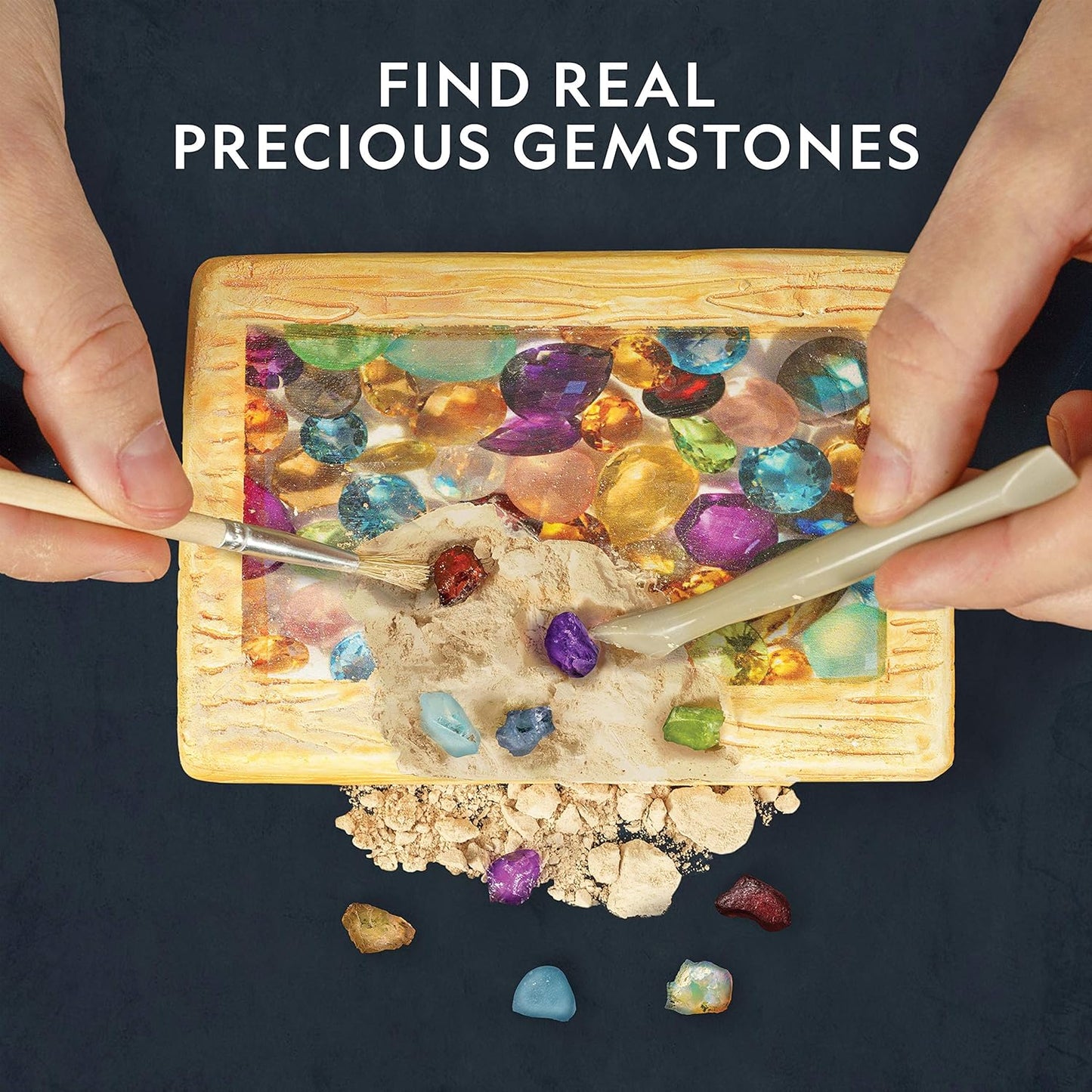 National Geographic Gigantic Gemstone Dig Kit – Excavate 100 Real Gems from a Giant Dig Brick, Gem Mining Kit for Kids, STEM Rock Collection Activity, Includes Tools & Learning Guide