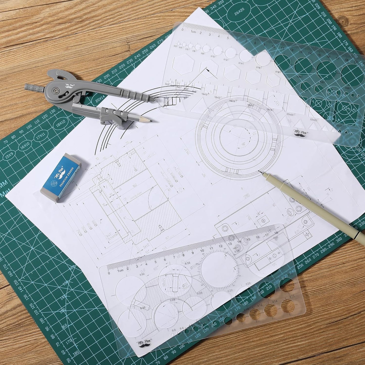 Mr. Pen Circle Templates - Large & Small Sizes, Circle Stencil & Ruler for Drafting & Drawing