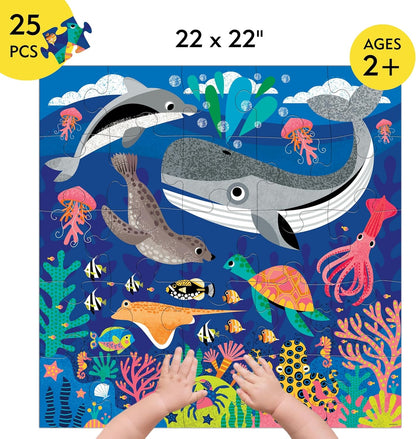 Mudpuppy Depths of The Sea - Jumbo 25 Piece Jigsaw Floor Puzzle Featuring Whales, Dolphins, and More!, Flower