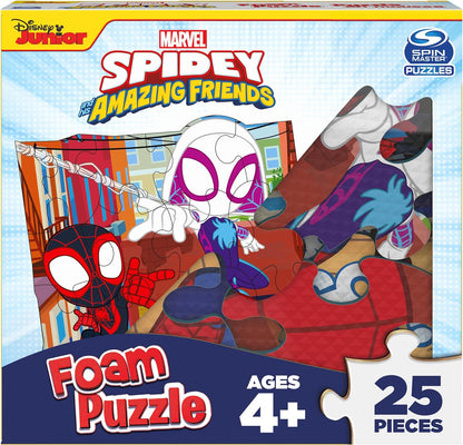 Spin Master Games, Marvel Spidey and His Amazing Friends Puzzles, Squishy Foam Puzzle, 25 Pieces, Spiderman Toys, for Ages 4 & Up