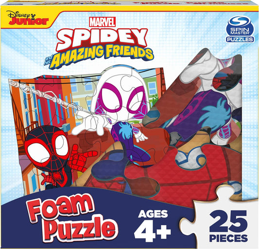 Spin Master Games, Marvel Spidey and His Amazing Friends Puzzles, Squishy Foam Puzzle, 25 Pieces, Spiderman Toys, for Ages 4 & Up