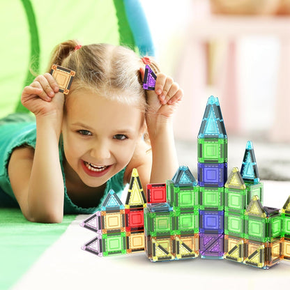 PicassoTiles 40pc Nano Mini Magnetic Tile Construction Building Blocks Travel Toy Set with Storage Case STEM Educational Fun Learning Magnet Tiles Stacking Toys for Toddlers Girls Boys Ages 3+ PN01