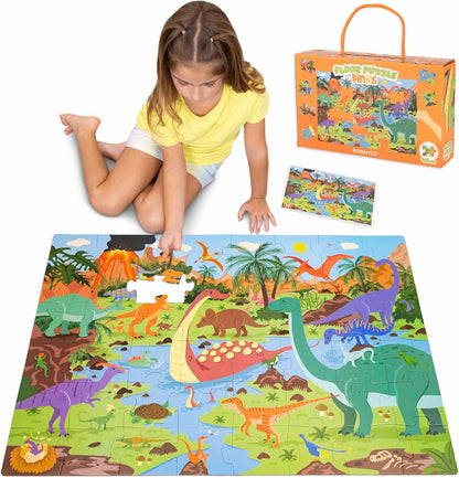 BONNYCO Giant Floor Puzzles for Kids of Jungle Animals with 48 Large Pieces. Safari Jumbo Puzzle 36.2 x 24.4 in, Gifts for Boys and Girls, Educational Kids Toys Ages 2-8