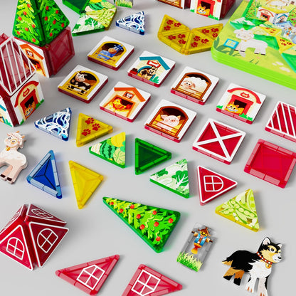 40PCS Mini Magnetic Tiles – City Road Building Blocks Set in Iron Case, Portable STEM Travel Toys for Toddlers, Quiet On-the-Go Activities & Preschool Learning for Kids