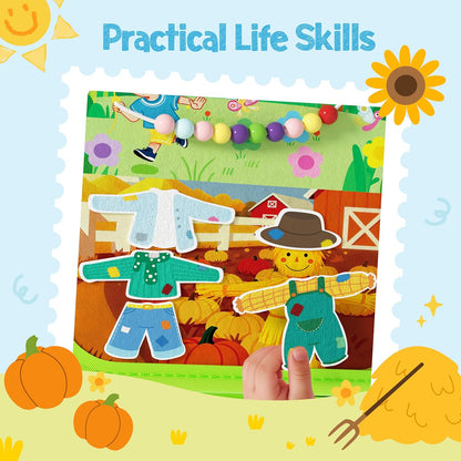 AMOSTING Montessori Busy Book for Toddlers 1-3, Busy Board Activities, Fine Motor Skills & Sensory Play, Farm Quiet Book, Travel Toy for Kids