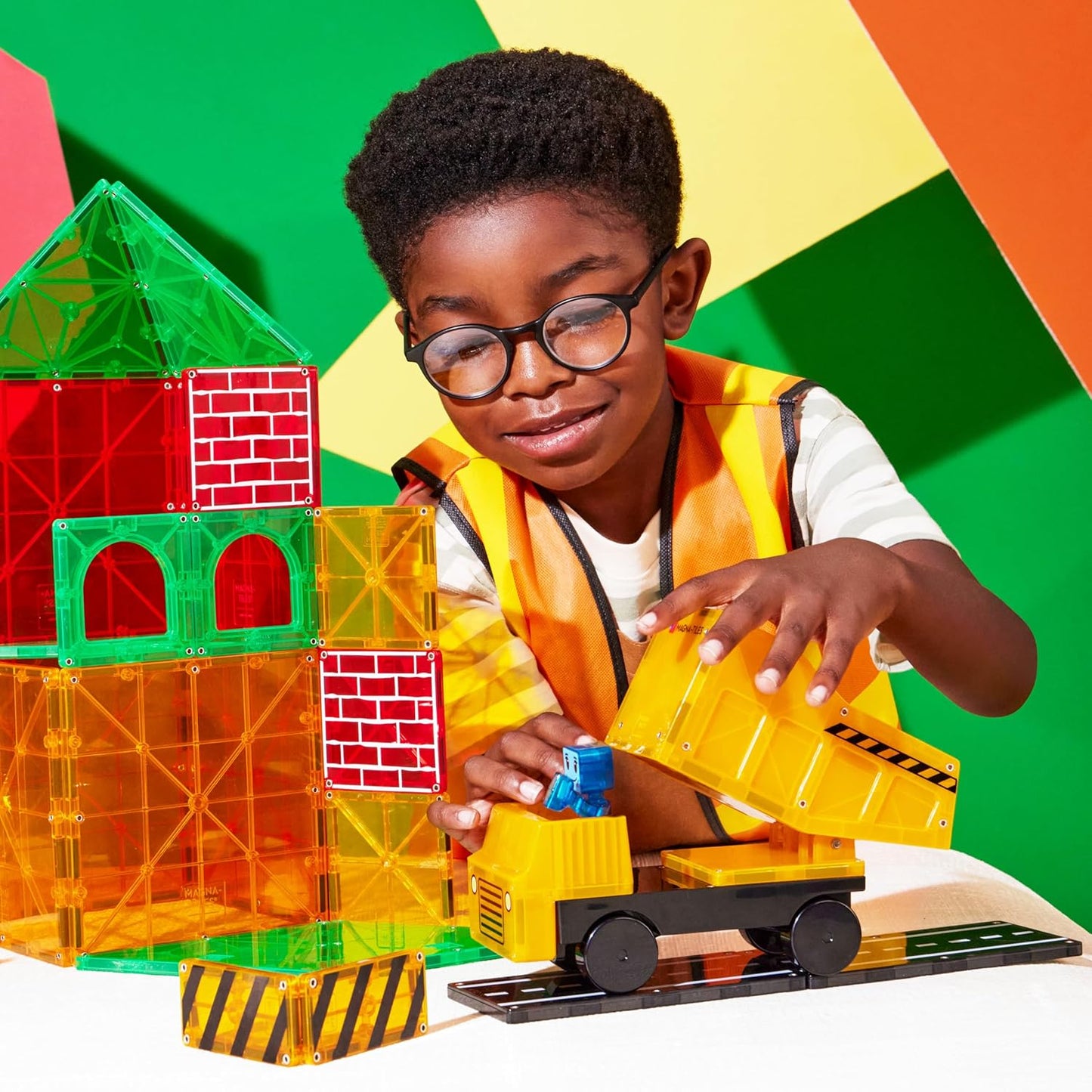 Magna-Tiles Builder XL 50-Piece Magnetic Construction Set, The Original Magnetic Building Brand