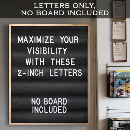 Skinny Felt Board Letters Only Set NO BOARD INCLUDED, Rae Inspired Font Farmhouse Decor Accessory, 2 Inch White Plastic Letters Numbers Symbols For Changeable Felt Letter Board Message Bulletin