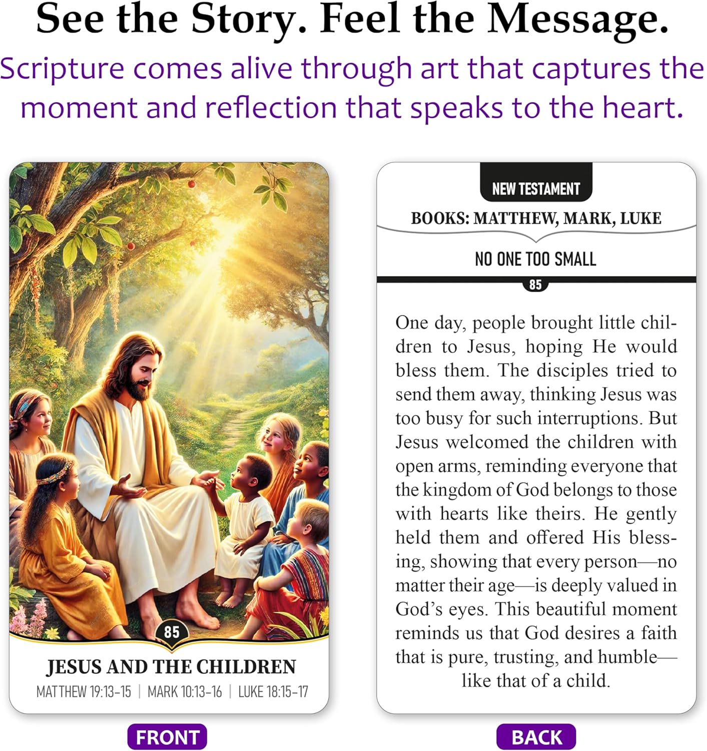 100 Illustrated Bible Story Cards for Kids & Young Adults | Perfect Christian Gift | Screen-Free Family Devotions, Youth Ministry & Sunday School | Faith-Building Scripture Learning