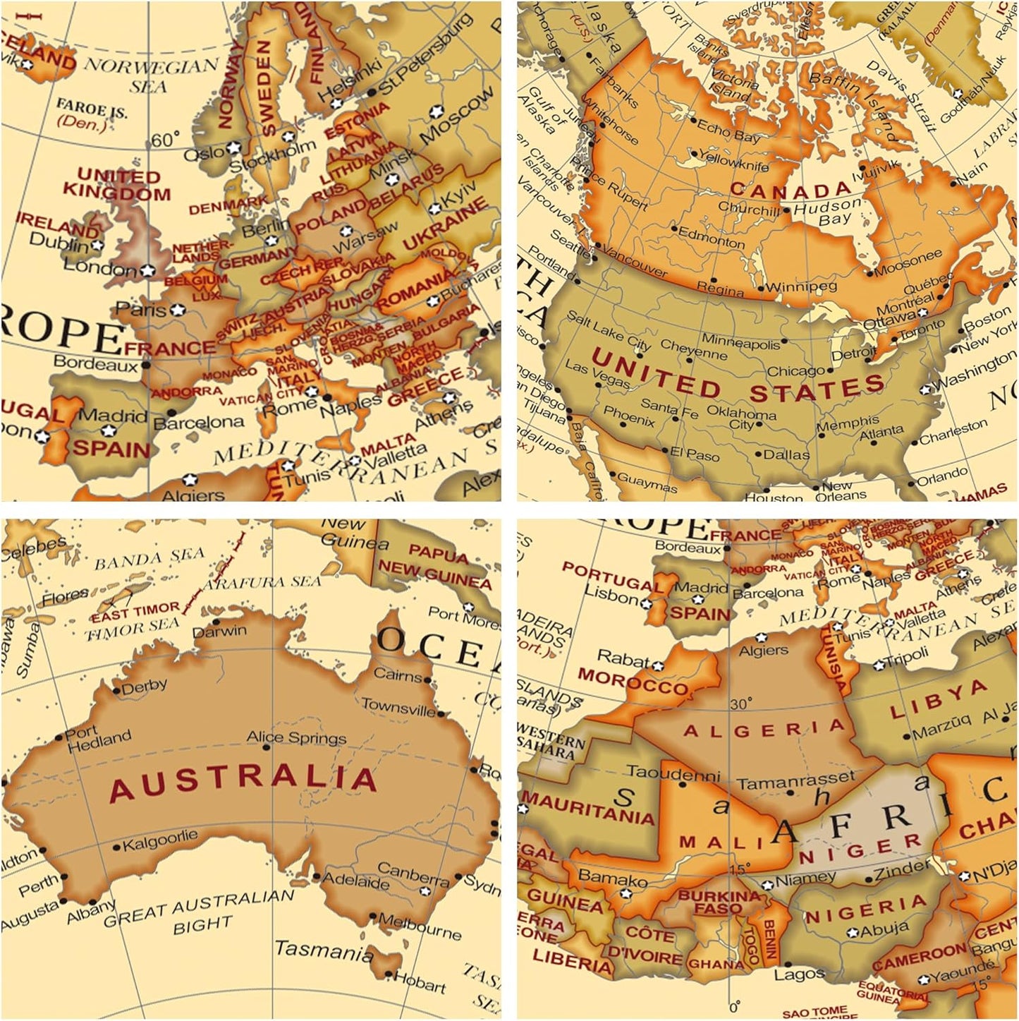 Political Globe Dia 5.5-inch / 14cm- Educational/Geographic - Stainless Steel Arc and Base - School, Home, and Office