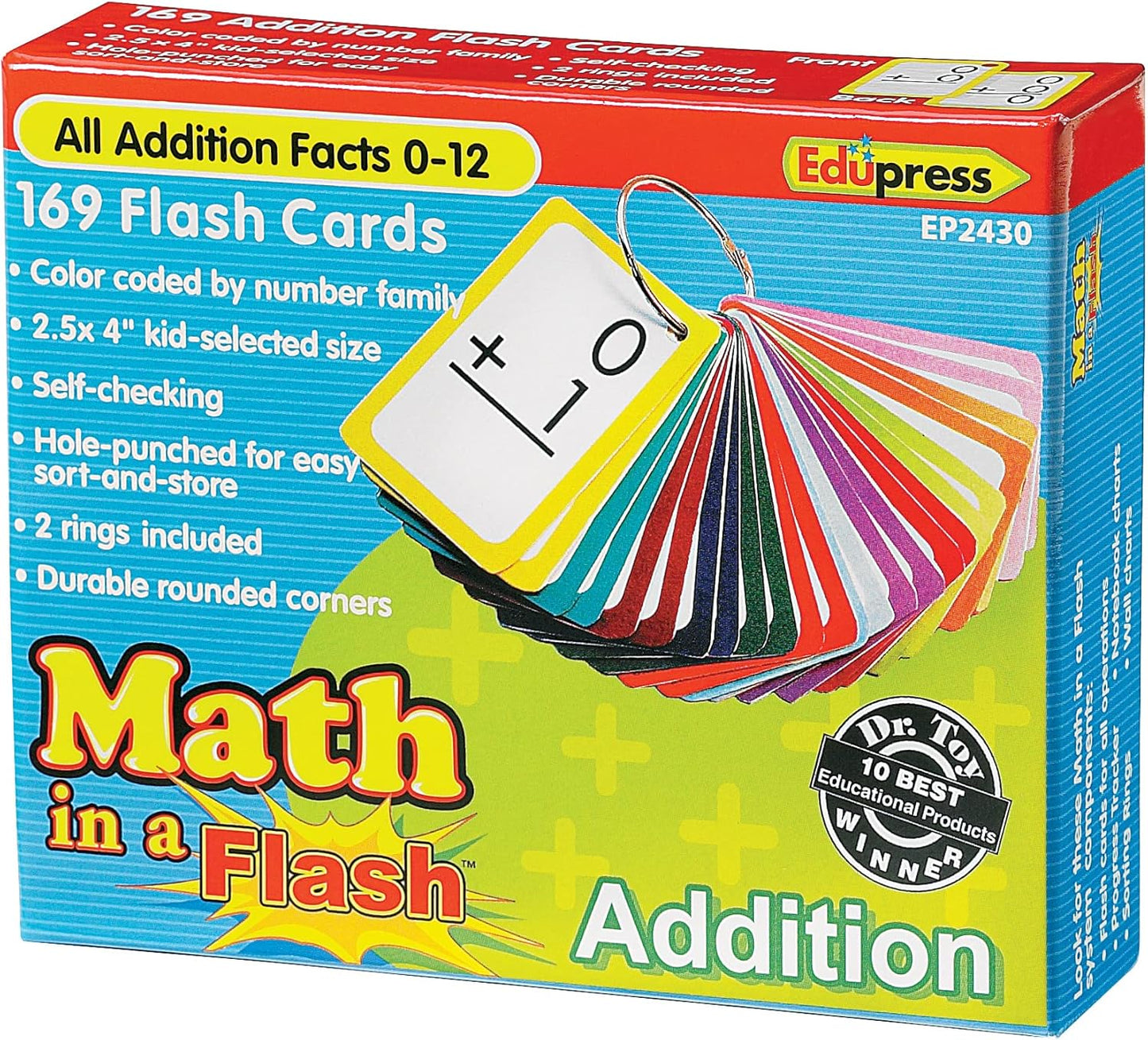 Edupress Math in a Flash Cards, Addition (EP62430), Multicolor Medium
