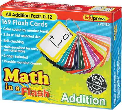Edupress Math in a Flash Cards, Addition (EP62430), Multicolor Medium