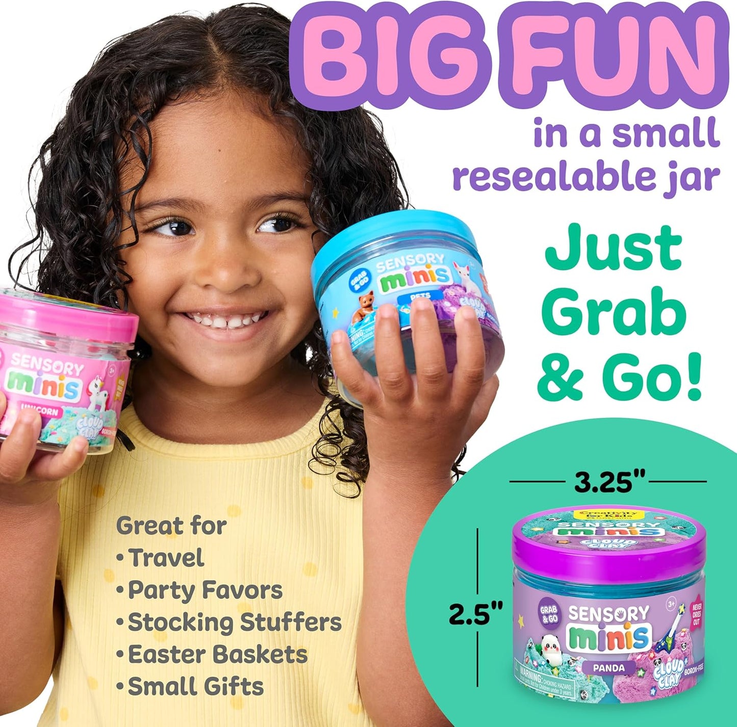 Creativity for Kids Sensory Minis Panda Kit | Cloud Clay Sensory Toy for Toddlers | Squish, Scoop & Discover Panda Surprise Pieces | Mess-Free, Screen-Free Travel Activity for Kids (Ages 3+)