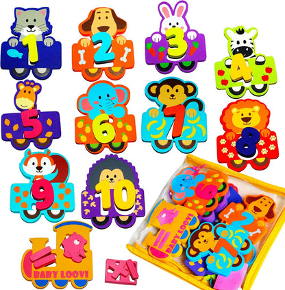 Bath Foam Alphabet Letters Toys - Non-Toxic Bathtub ABC Letters for Kids Toddlers - Premium Educational Floating Animals Puzzles with Toy Organizer for Baby Boys Girls - Set of 52 Pcs