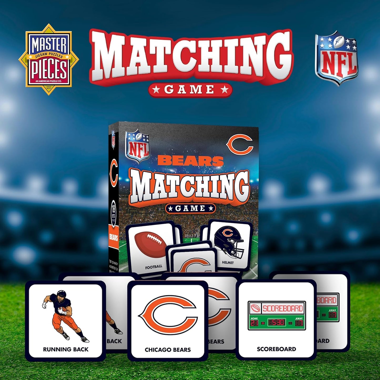 MasterPieces Sports Games - NFL Matching Game - Game for Kids and Family - Laugh and Learn