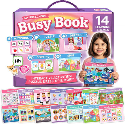Montessori Preschool Busy Book for Toddlers Ages 3 and Up - Preassembled - Preschool Learning Activities Montessori Educational Toys - Gifts for 3 Year Old Boys, Toddler Learning Toys Activities