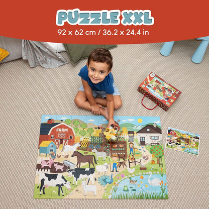 BONNYCO Giant Floor Puzzles for Kids of Jungle Animals with 48 Large Pieces. Safari Jumbo Puzzle 36.2 x 24.4 in, Gifts for Boys and Girls, Educational Kids Toys Ages 2-8