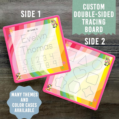Kid's Name Tracing Board | Dry Erase Letter Tracing | Reusable Name Alphabet Tracing| Number Tracing | Personalized | Baby Unicorn Theme