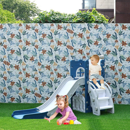 LulliSpace 6 in 1 Toddler Slide,Kids Climber Slider for Indoor Outdoor Playground with Basketball Hoop,Storage and Telescope,L Shaped Slide for Toddler Climber Playset