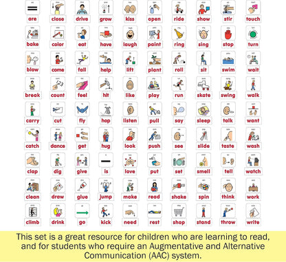 BARKER CREEK Learning Magnets, for Children, Picture Communication Symbol Magnets - High-Frequency Verbs & Companion Word Magnets (3000)