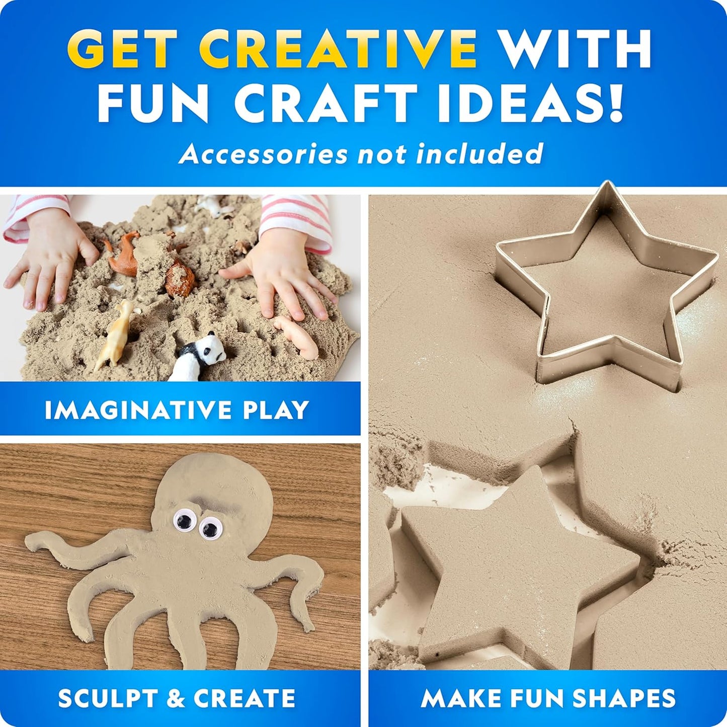 National Geographic Moon Sand - 24 Lb. Bulk Play Sand Kit with 6 Castle Molds (Blue) - A Fun No Mess Sensory Activity, Kids Fake Sand Play Set, Sensory Bin Filler