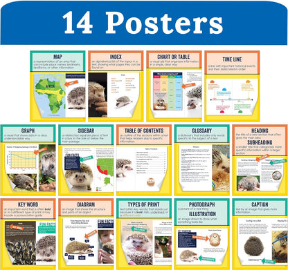 Carson Dellosa 14-Piece Mathematics Strategy Posters, 8.5" x 11" Wall Art Ten Frame, Counting, Number Line, Math Manipulatives, Facts, and More Strategies, Classroom Decor and Teacher Supplies