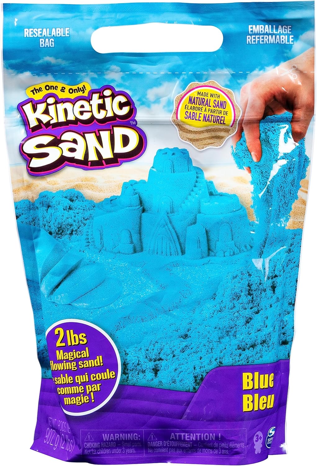 Kinetic Sand, The Original Moldable Sensory Play Sand, Blue, 2 lb. Resealable Bag, Ages 3+