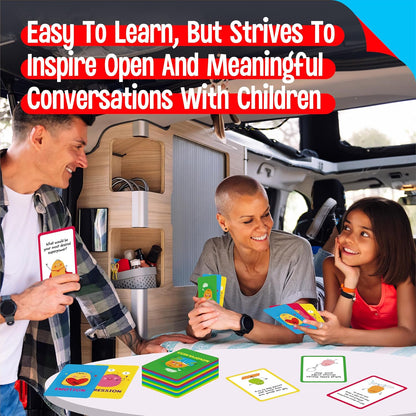 70 Conversation Cards, 4 Category Mindful Talk for Students, Authentic & Meaningful Question Cards for Parents, Kids, Classroom Activity & Road Trip - Improve Expression, Communication, Social Skill