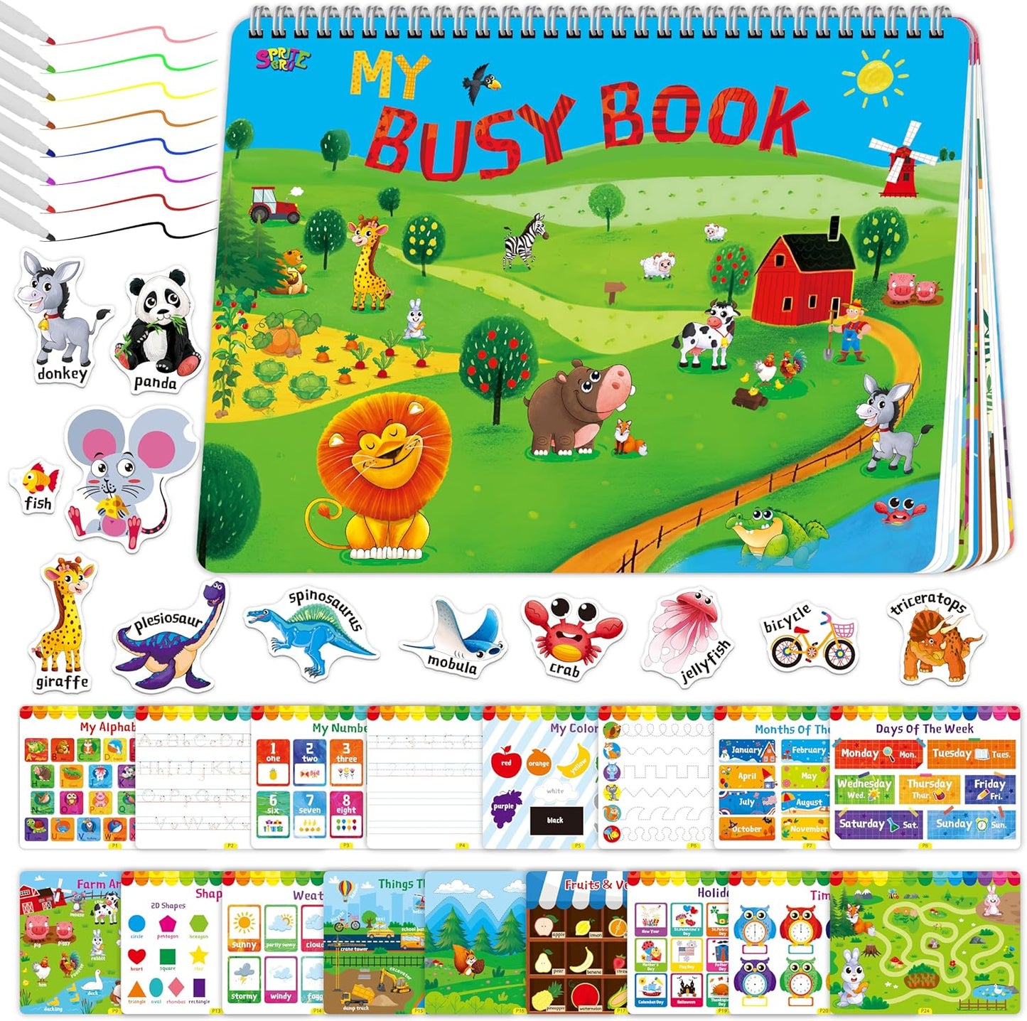 SpriteGru Dry Erase Mazes Game Pad, 30 Mazes Reusable & Erasable Book, Fun Brain Challenge Games Interesting Educational Toy and Learning Tool for Road Trip Airplane Travel