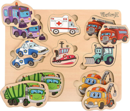 Pikatoyz® Wooden Puzzles for Toddlers 1-3 – Montessori Educational and Learning Toys – Wooden Baby Puzzle for Kids 1 Year and Up – Developmental Toys – Baby Puzzles for Early Learning