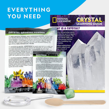 National Geographic Crystal Growing Kit - 3 Vibrant Colored Crystals to Grow with Light-Up Display Stand, Science Toy for Girls and Boys Ages 8-12, Includes 3 Gems, Cool STEM Gift (Amazon Exclusive)
