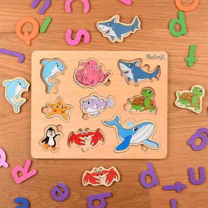 Pikatoyz® Wooden Puzzles for Toddlers 1-3 – Montessori Educational and Learning Toys – Wooden Baby Puzzle for Kids 1 Year and Up – Developmental Toys – Baby Puzzles for Early Learning