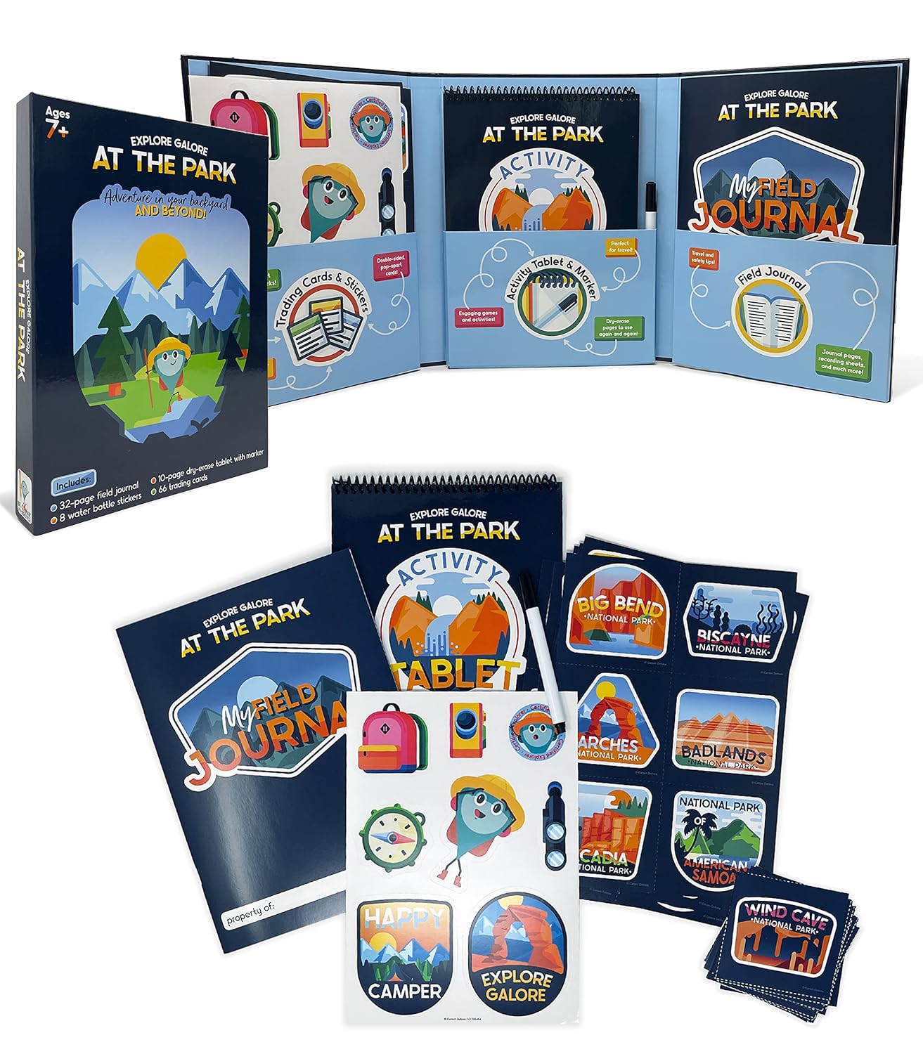 Carson Dellosa Explore Galore: Wipe Clean National Parks Book of Activities, Dry Erase Workbook With Puzzles, Bingo, Stickers, Flash Cards, Field Journal, and More, Ages 7 and Up