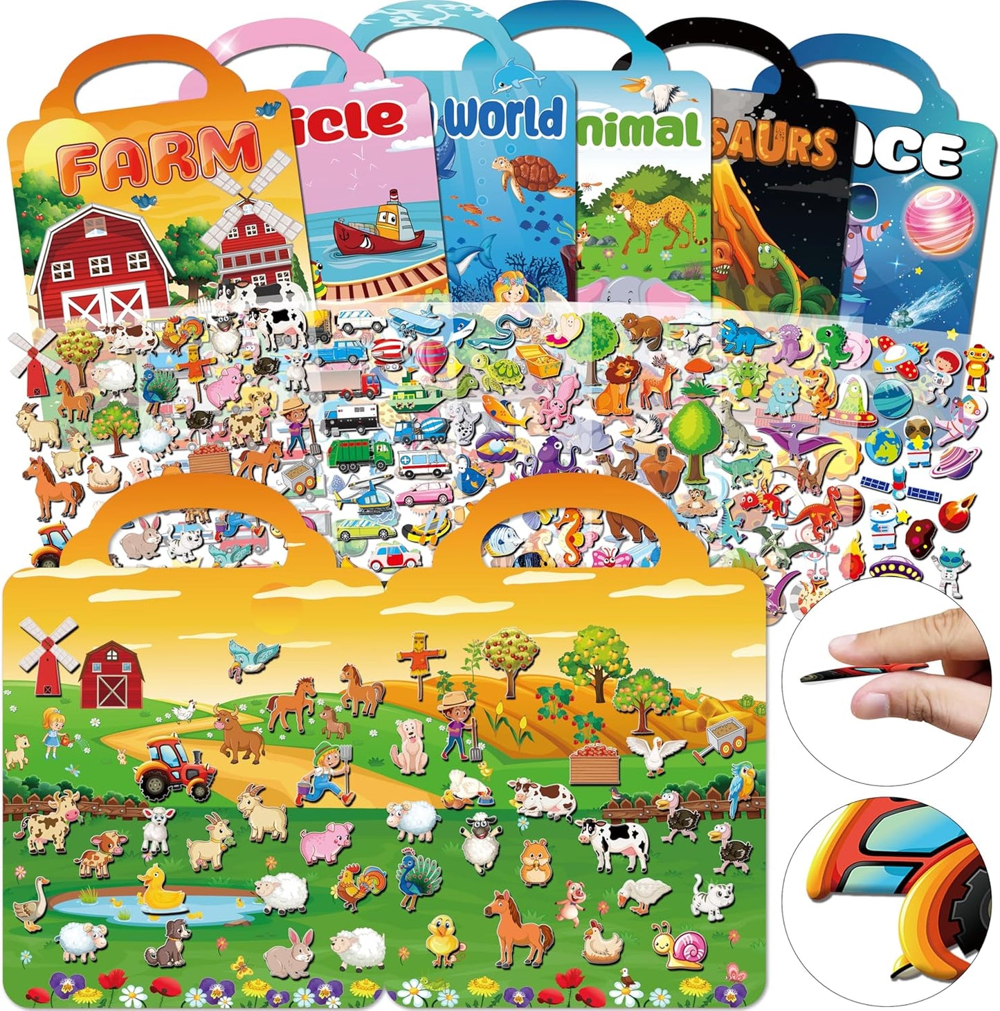 Kalysky 12 Set Reusable Sticker Books for Toddlers 2-4 1-3, Kids 3D Puffy Sticker Activity Books, Birthday Party Favors Goodie Bags Stuffer