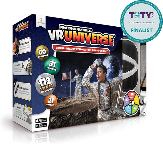 Professor Maxwell's VR Universe - Virtual Reality Kids Space Science Book and Interactive STEM Learning Activity Set (Full Version - Includes Goggles) - for Ages 8 and Up