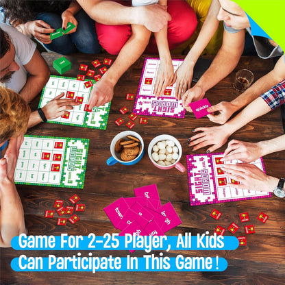 Sight Word Bingo Game, 144 Sight Words Learn to Read Level 1 & Level 2 Bingo Board Game Dolch's & Fry's Words Lists for Kindergarten and Preschool, Grade 1st, 2nd, Kids 4-8 (Up to 25 Players)