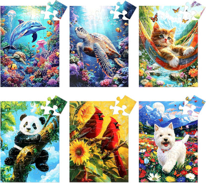 LELEMON 100 Pieces Jigsaw Puzzles in a Metal Box for Kids Age for 4-8 Boys Girls Toy Puzzles Construction Site Vehicles Children Learning Educational Puzzles Toys