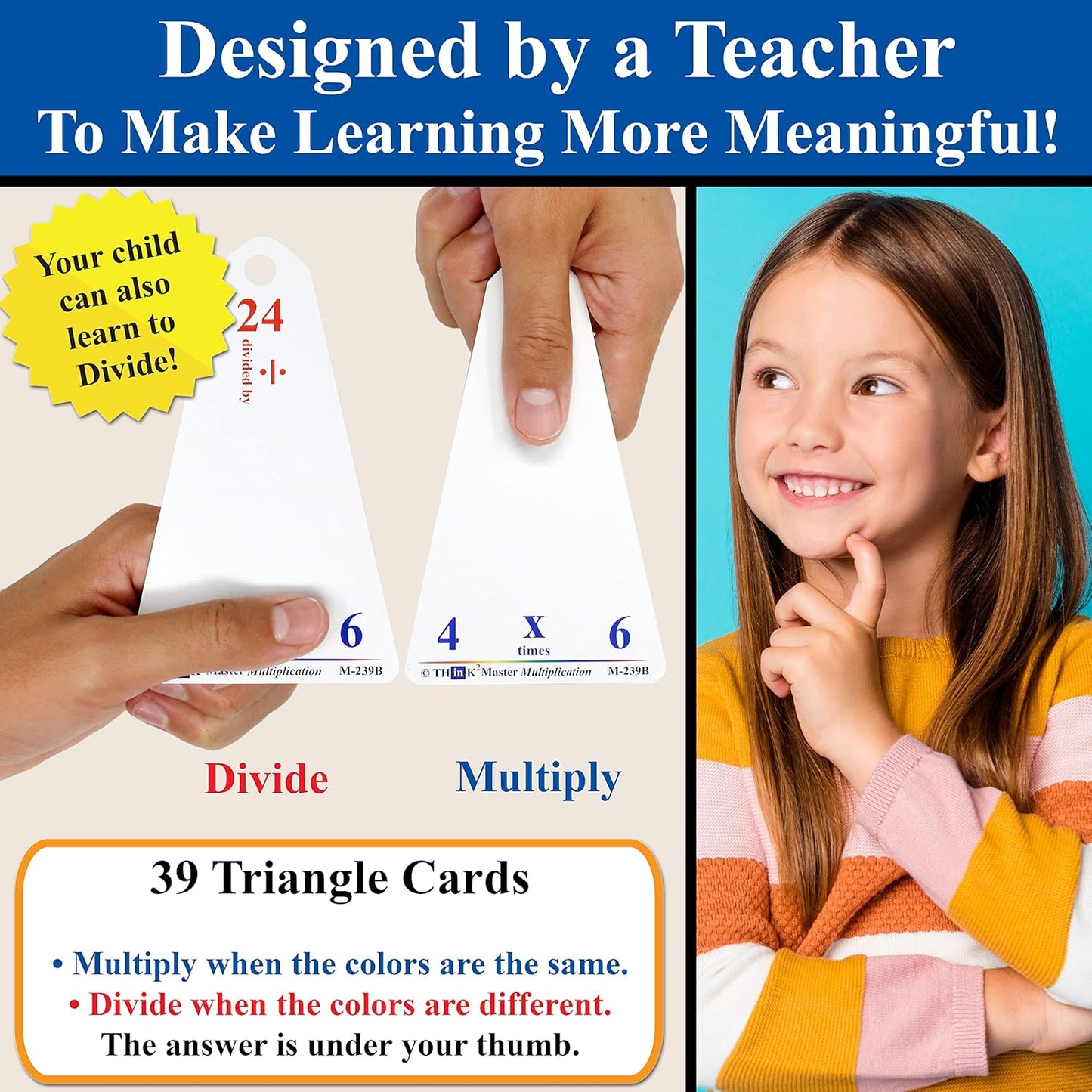 Think2Master Addition Flash Cards. Learn to Add & Subtract by Counting, Writing, Understanding & Memorizing. 260 Laminated Cards, 39 Triangle Cards, 2 Dry Erase Markers, 5 Rings & 30 Counters