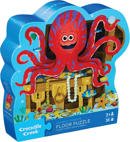 Crocodile Creek 36-Piece Jigsaw Floor Puzzle - Shark Reef - for Kids Ages 3-5 - Heavy-Duty Shaped Box for Storage - 24" W x 18" H Finished
