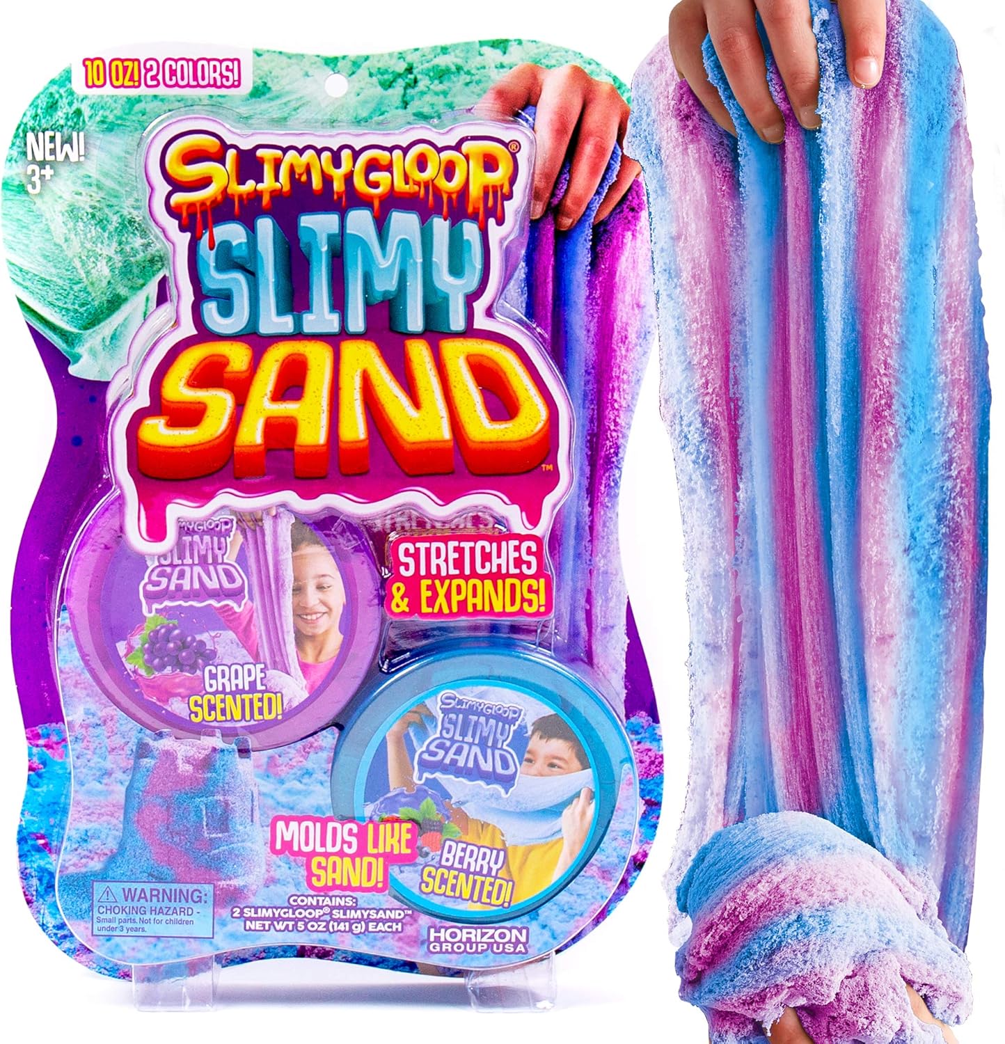 SLIMYSAND Twist - Teal/Pink Scented Stretchy Cloud Slime, Cotton Candy & Watermelon, Stretchable, Moldable, Play Sand, 10oz.Great for Tactile Fun