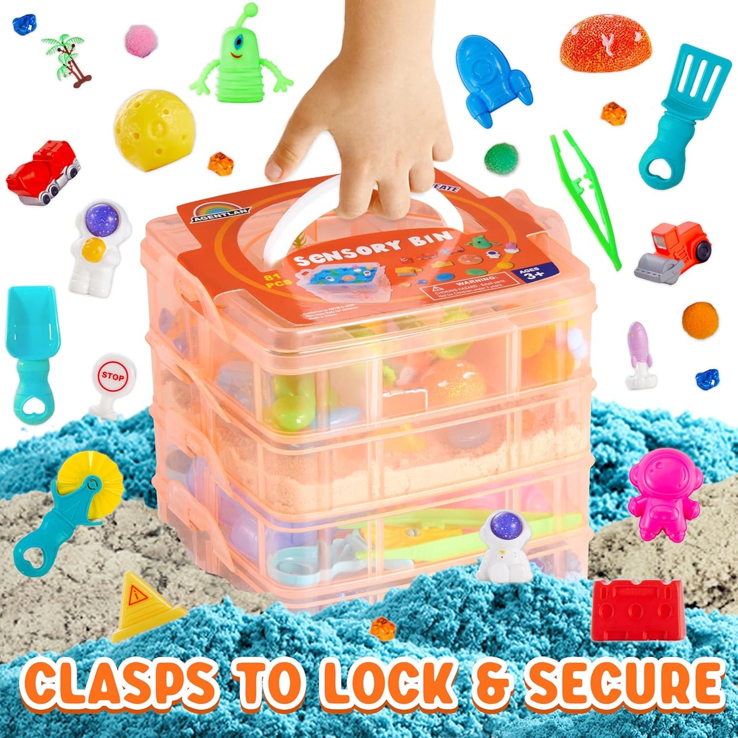 Dino & Ocean Sensory Bin, Dino & Ocean Sensory Toys with Play Sand for Toddlers Boys and Girls,Kids Toys Gift Sand Box for Age 3 4 5 6 7 8