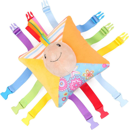 Toddler Early Learning with Buckles,Plush Soft Travel Toy- Toy with Basic Life Skills Children's Plush Travel Activity Game-Children Educational Learning
