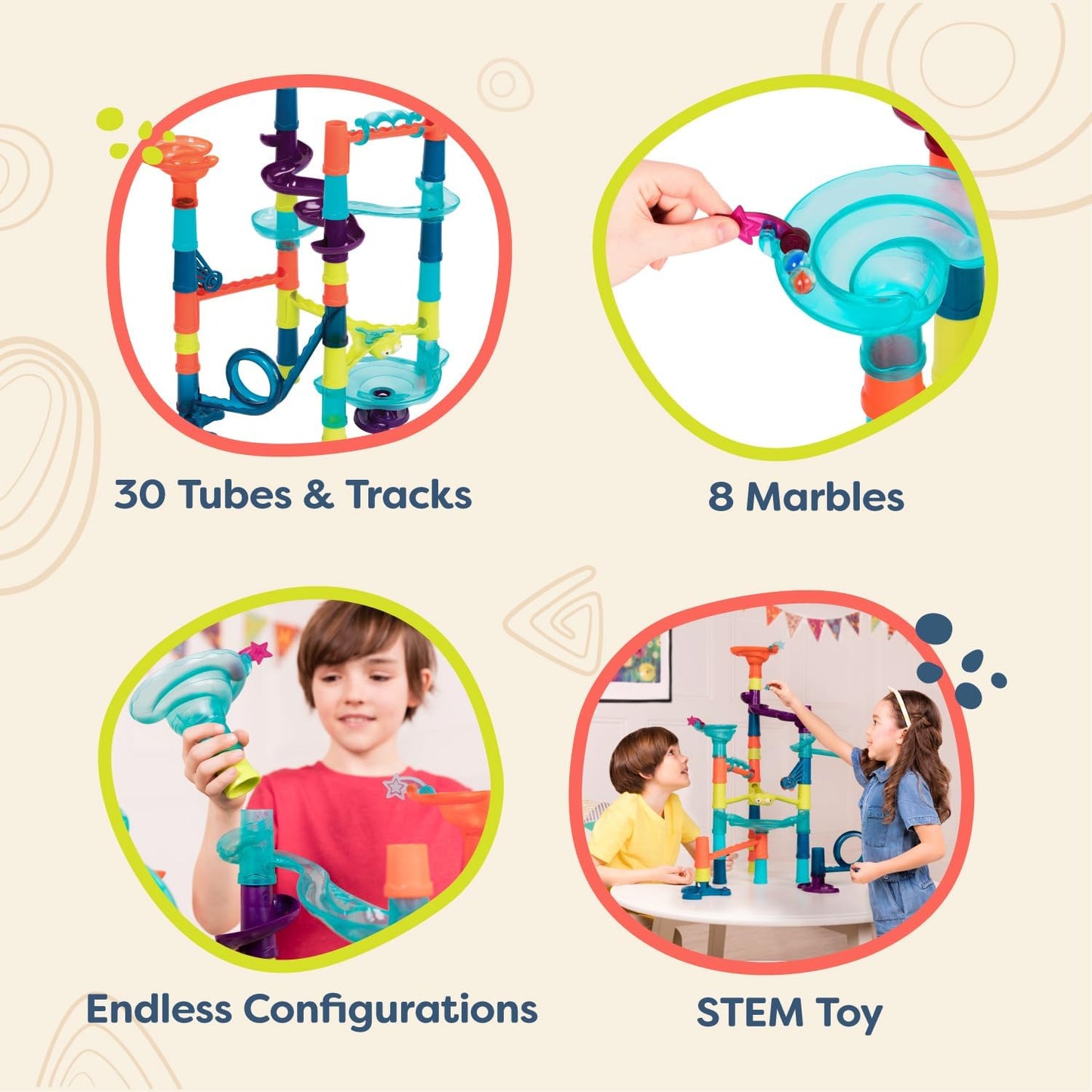 – Marble Run Toy Set – 62-Piece Interactive STEM Toy Featuring Lights, Sounds, and Modular Track Designs – Enhances Creativity, Early Engineering Skills – Ages 3 and Up