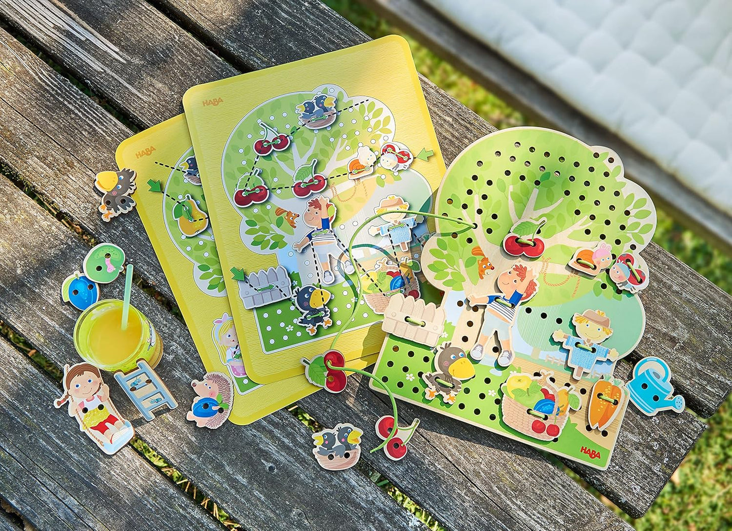 HABA Dress Me Lacing Cards Game - Montessori Fine Motor Skills Toy for Preschool Learning Activities and Kindergarten Toys with 36 Wooden Pieces
