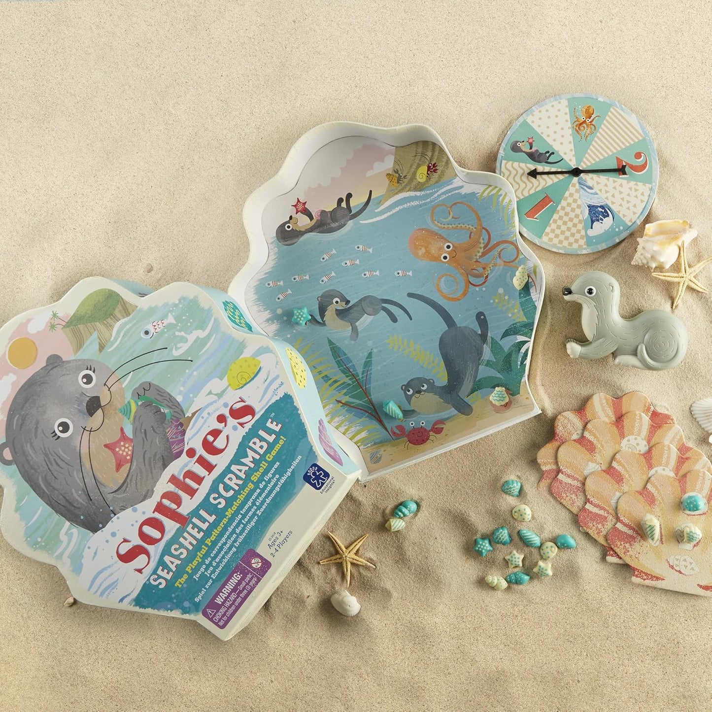 Educational Insights Sophie's Seashell Scramble - Pattern Matching Games for Toddlers 3-5, Preschool Learning Activities, Turn-Taking Board Games for Kids, Toddler Fine Motor Skills Toys