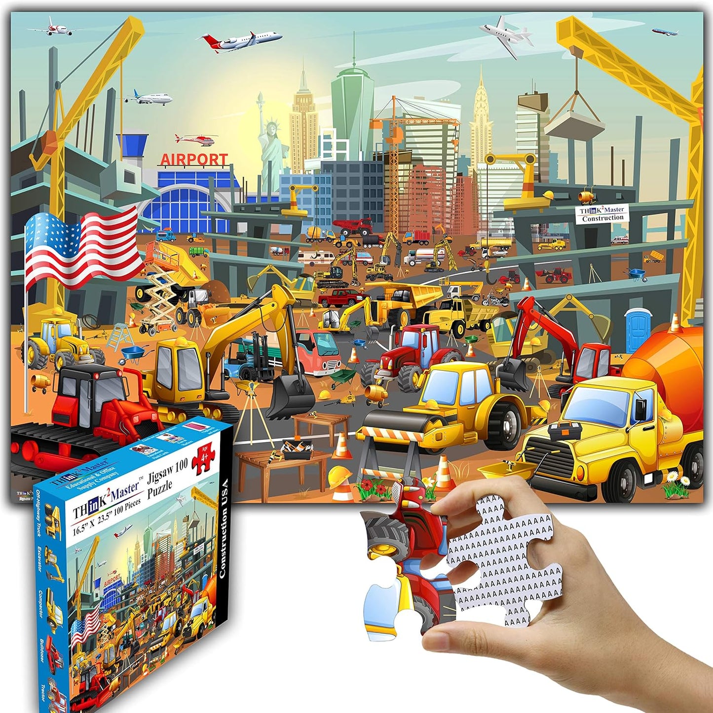 Think2Master Colorful Alphabet & Numbers 100 Pieces Jigsaw Puzzlef. Great Gift Size:23.4” X 16.5”