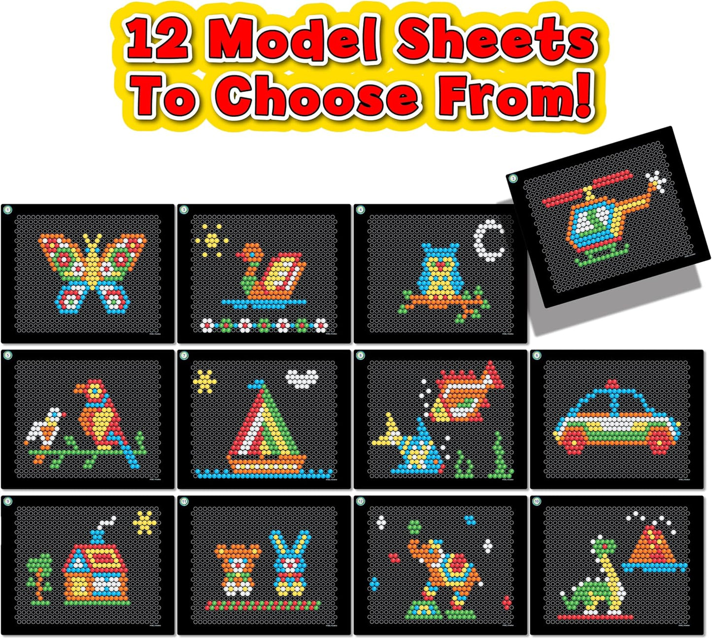 Small World Toys Art Lights, Montessori Light-Up Peg Board for Kids, STEM Educational Retro Toy with 12 Templates & 288 Bright Pegs, Creative Hands-On Activity for Fine Motor Skills, Gift for Ages 4+