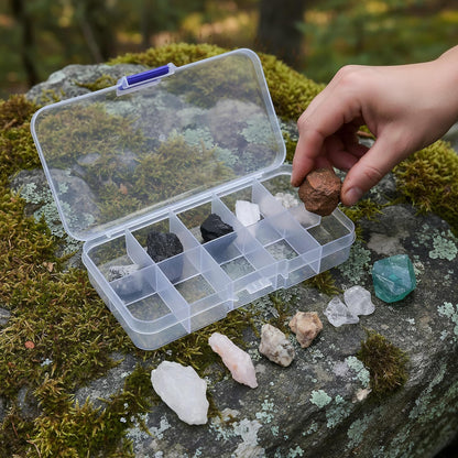 Alipis Rock Collecting Kit for Kids 10 Piece Mineral Specimens Set with Portable Organizer Box Educational Geology Science Kit for Classroom and Home Learning